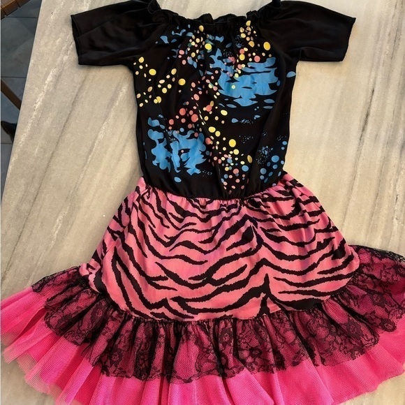 Kids Retro 80’s Halloween costume size small 4-6 zebra hot pink - Picture 2 of 4